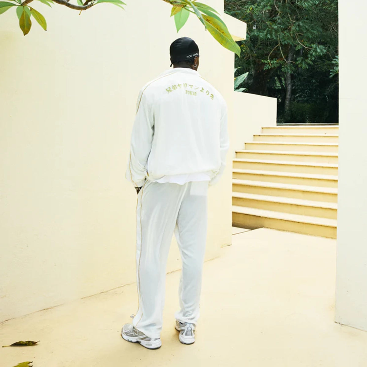 SILK VELVET TRACK JACKET WHITE