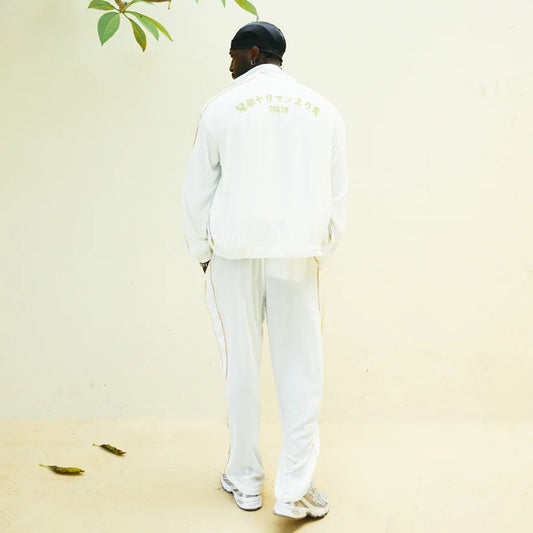 SILK VELVET TRACK JACKET WHITE