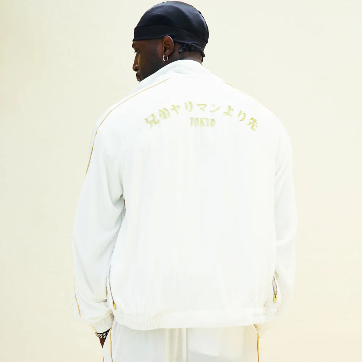 SILK VELVET TRACK JACKET WHITE