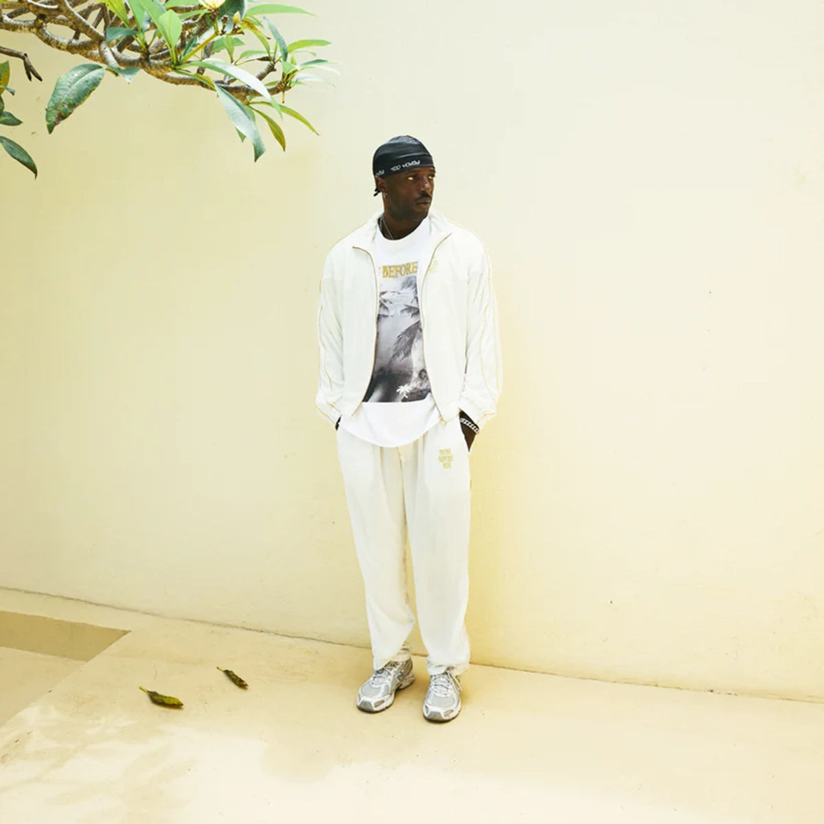 SILK VELVET TRACK PANTS WHITE