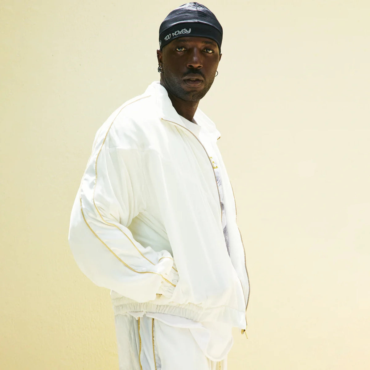 SILK VELVET TRACK JACKET WHITE