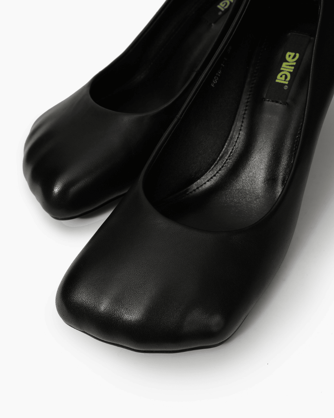 Black square-toe pumps — toe shape and upper detail