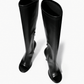 Black stretch microfiber knee-high boots with side zips