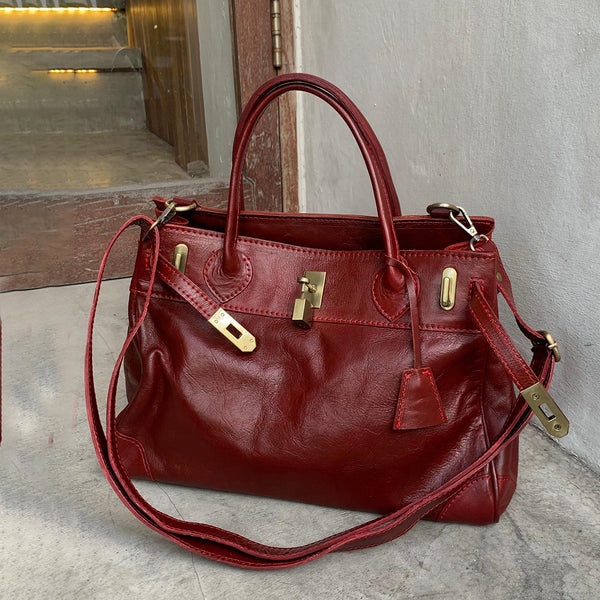 Mini weekender oxblood bag with strap – Curated Indonesia