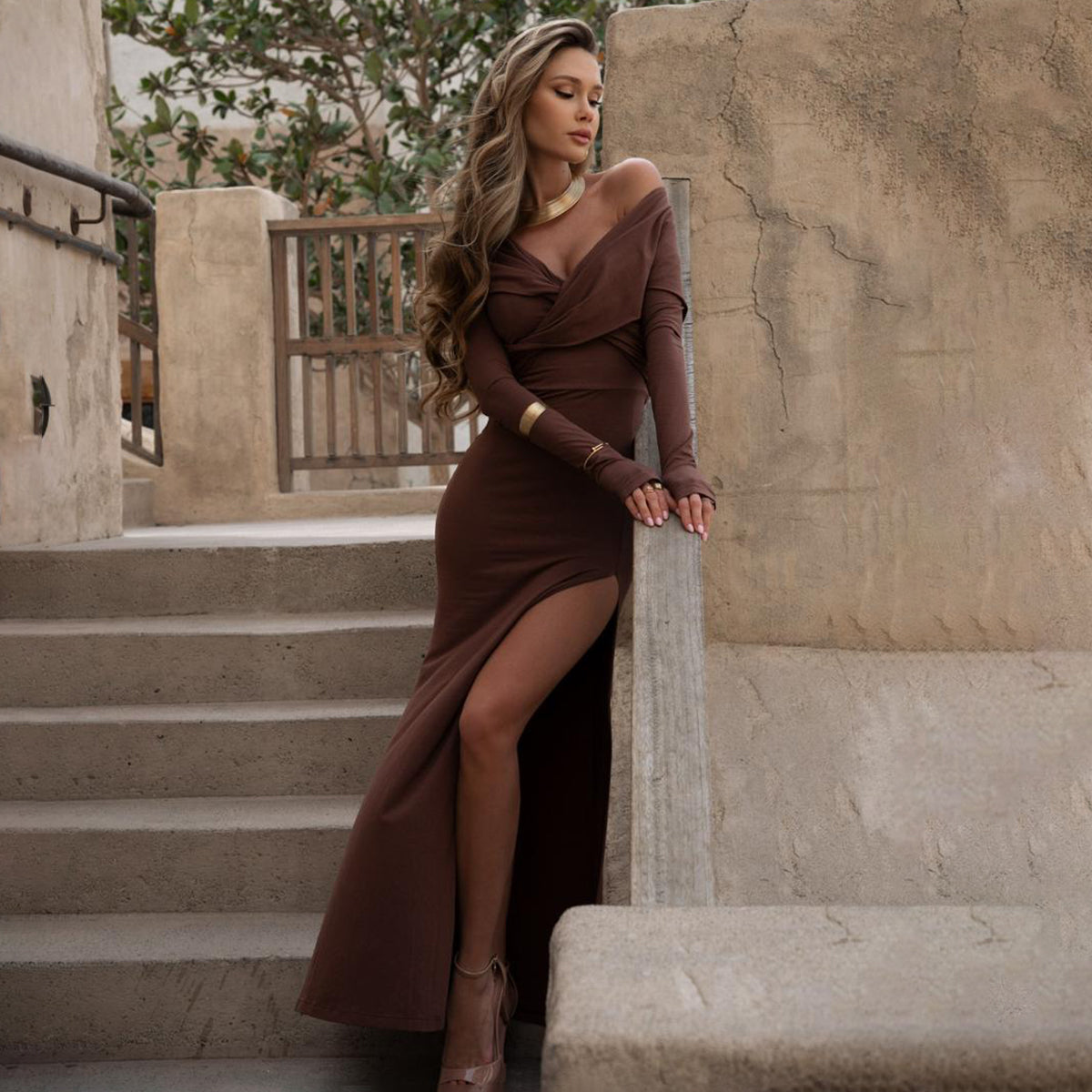 Hoodie Dress In Brown