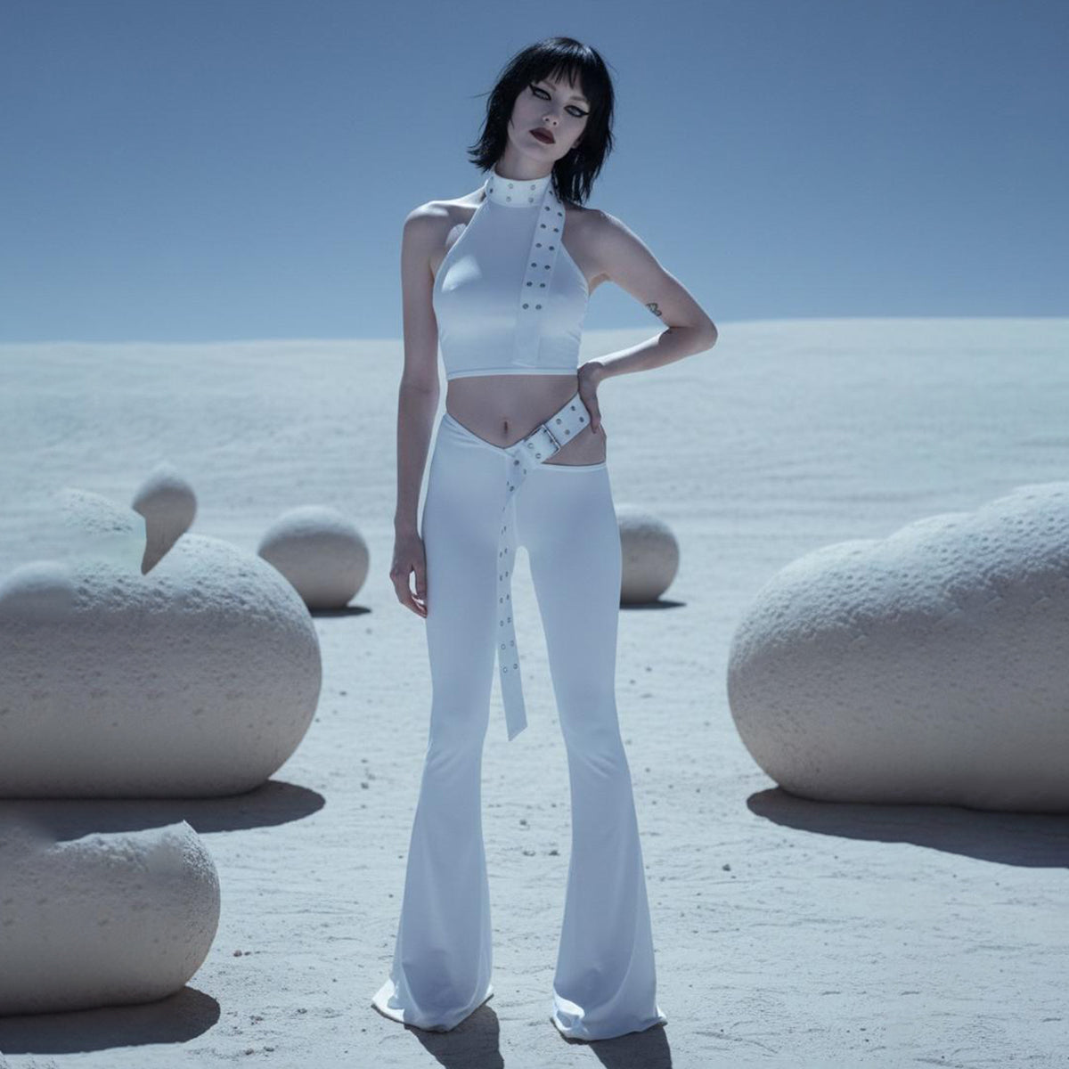 Valkrie Set Top Pants Belt White