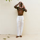 SILK VELVET TRACK PANTS WHITE