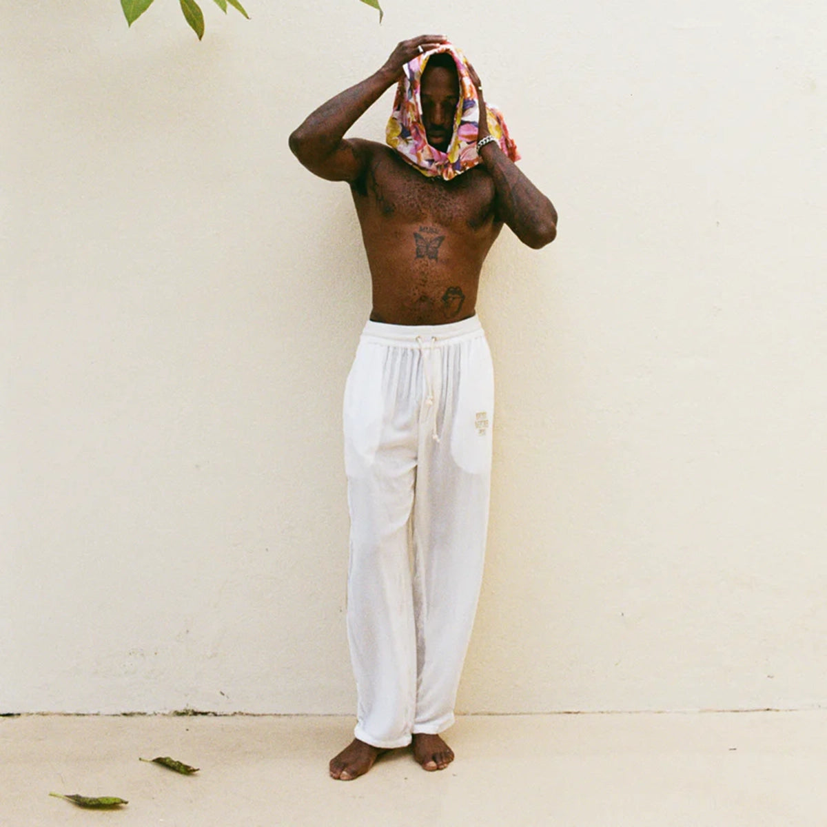 SILK VELVET TRACK PANTS WHITE
