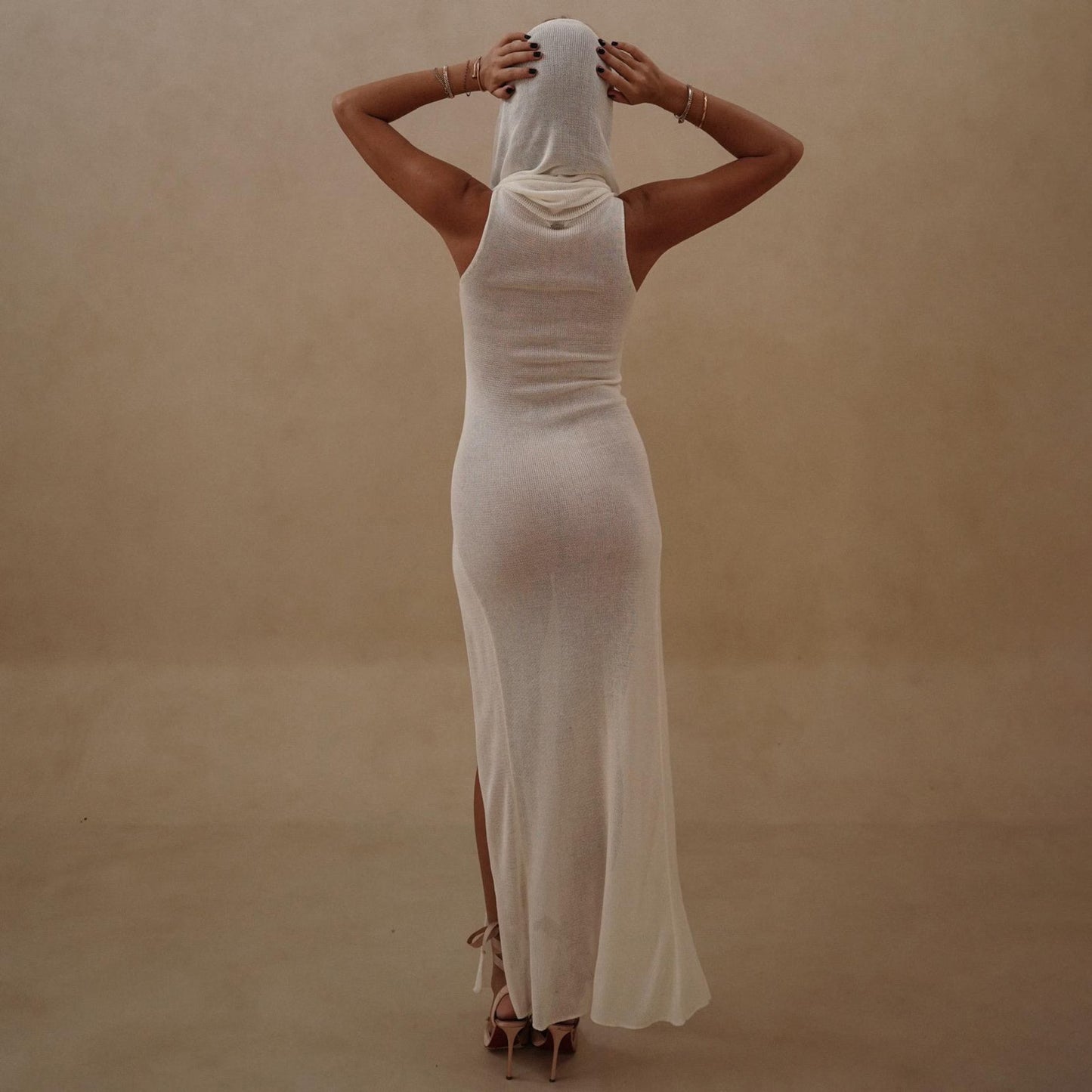 APHRODITE DRESS WITH HOOD IN WHITE