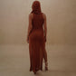 APHRODITE DRESS WITH HOOD IN TERRACCOTA