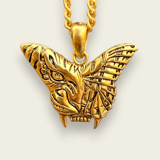 Tiger butterfly pendant in gold