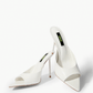 Ivory genuine leather high heel mules, front angle