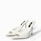 Pair of ivory genuine leather sculpted-toe mules