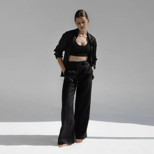 Linen pants black - hedonist.bali