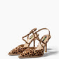 Leopard-print natural fur strappy pumps, pair view