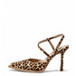 Leopard-print natural fur strappy pumps, side view