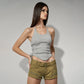 MINI SHORTS WITH METAL ZIP DETAILS IN KHAKI