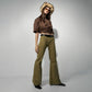 FLARED PANTS WITH LACE DETAILS IN KHAKI