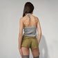 MINI SHORTS WITH METAL ZIP DETAILS IN KHAKI