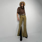 FLARED PANTS WITH LACE DETAILS IN KHAKI