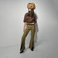 FLARED PANTS WITH LACE DETAILS IN KHAKI