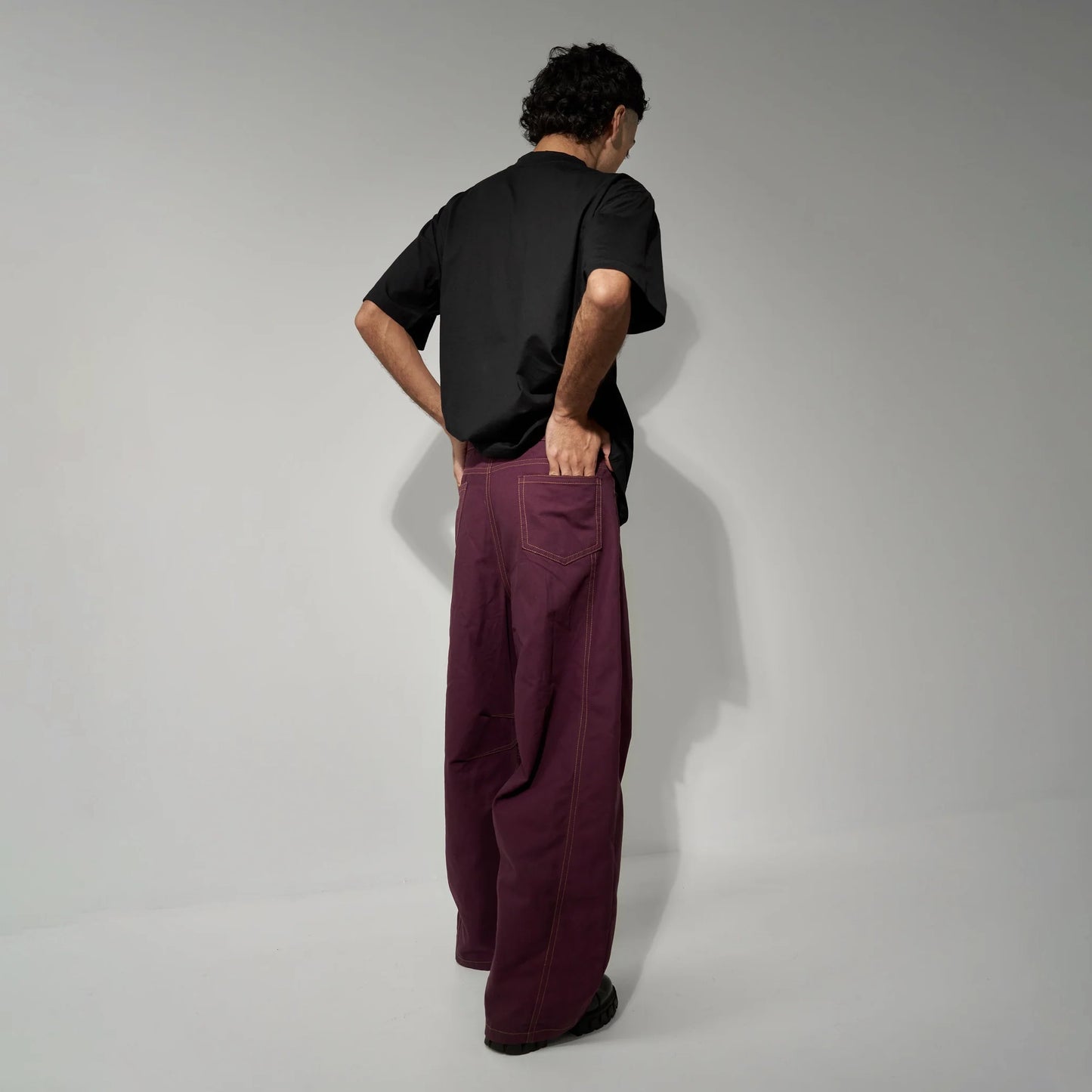 BAGGY UNISEX PANTS IN BURGUNDY
