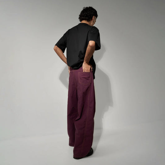 BAGGY UNISEX PANTS IN BURGUNDY