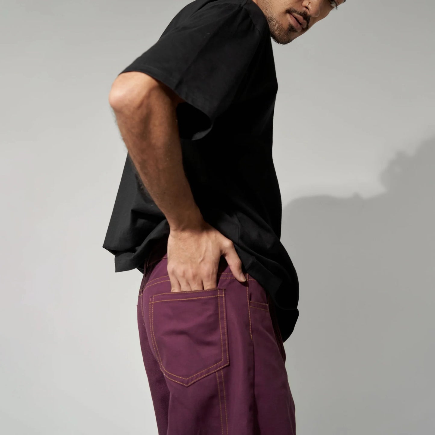 BAGGY UNISEX PANTS IN BURGUNDY