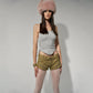 MINI SHORTS WITH METAL ZIP DETAILS IN KHAKI