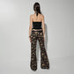 FLARED PANTS WITH LACE DETAILS IN CAMO