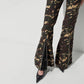 FLARED PANTS WITH LACE DETAILS IN CAMO