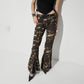 FLARED PANTS WITH LACE DETAILS IN CAMO