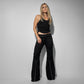 FLARED PANTS WITH LACE DETAILS IN BLACK