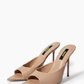 Pair of nude beige genuine leather sculpted-toe mules