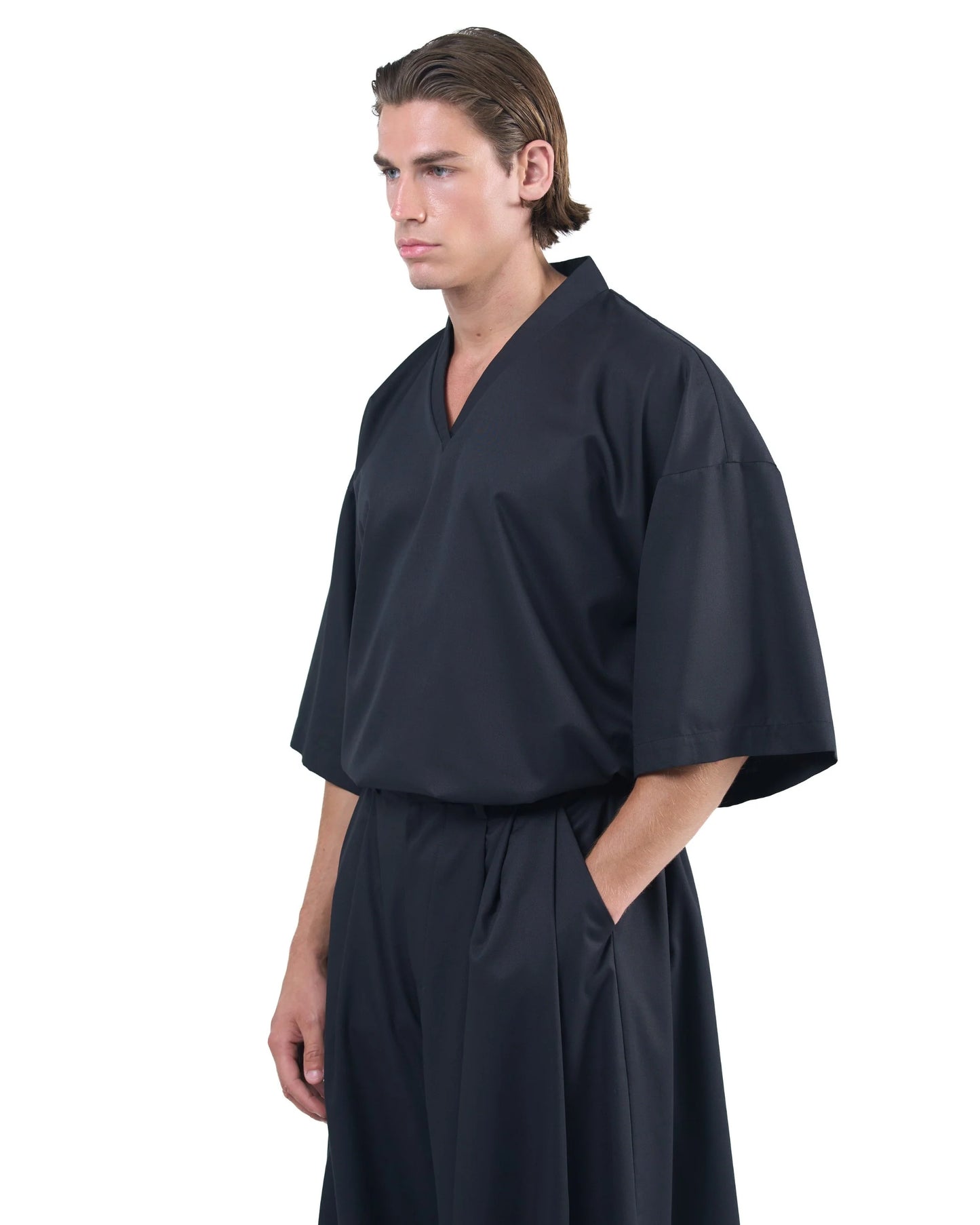 Oversized Vneck Kimono Top Wide Sleeve