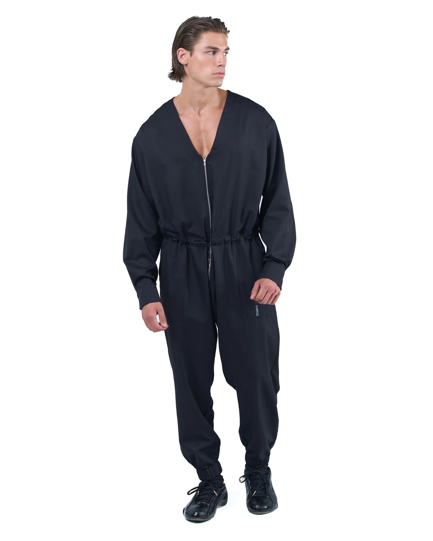 Zip Jumpsuit Deep V Relaxed Fit