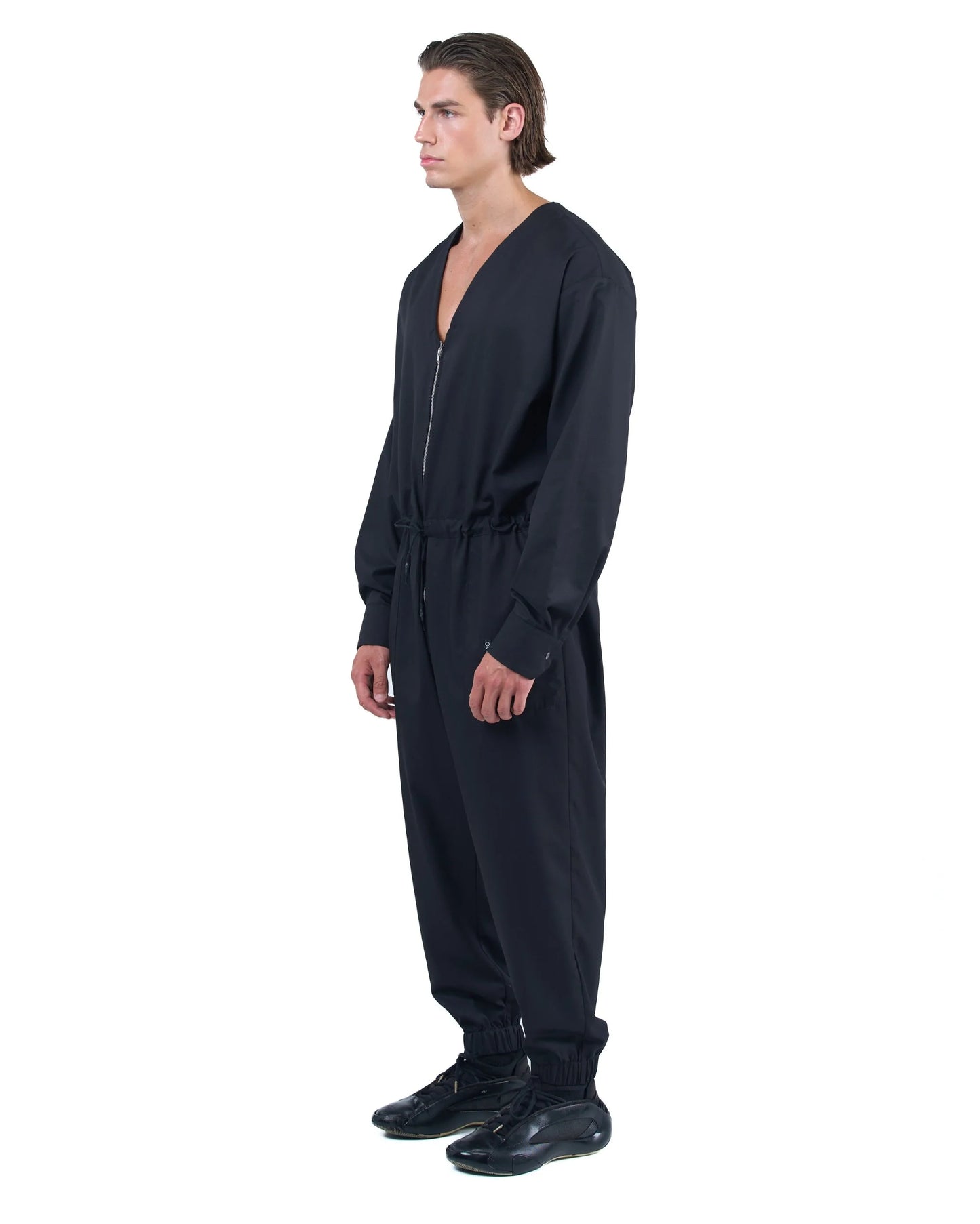 Zip Jumpsuit Deep V Relaxed Fit
