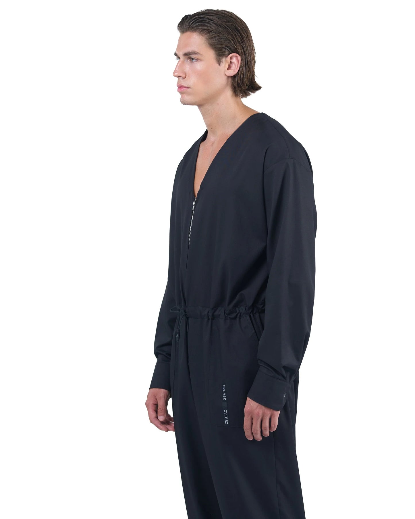 Zip Jumpsuit Deep V Relaxed Fit