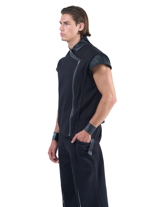 Asymmetric Zip Top Structured Shoulders