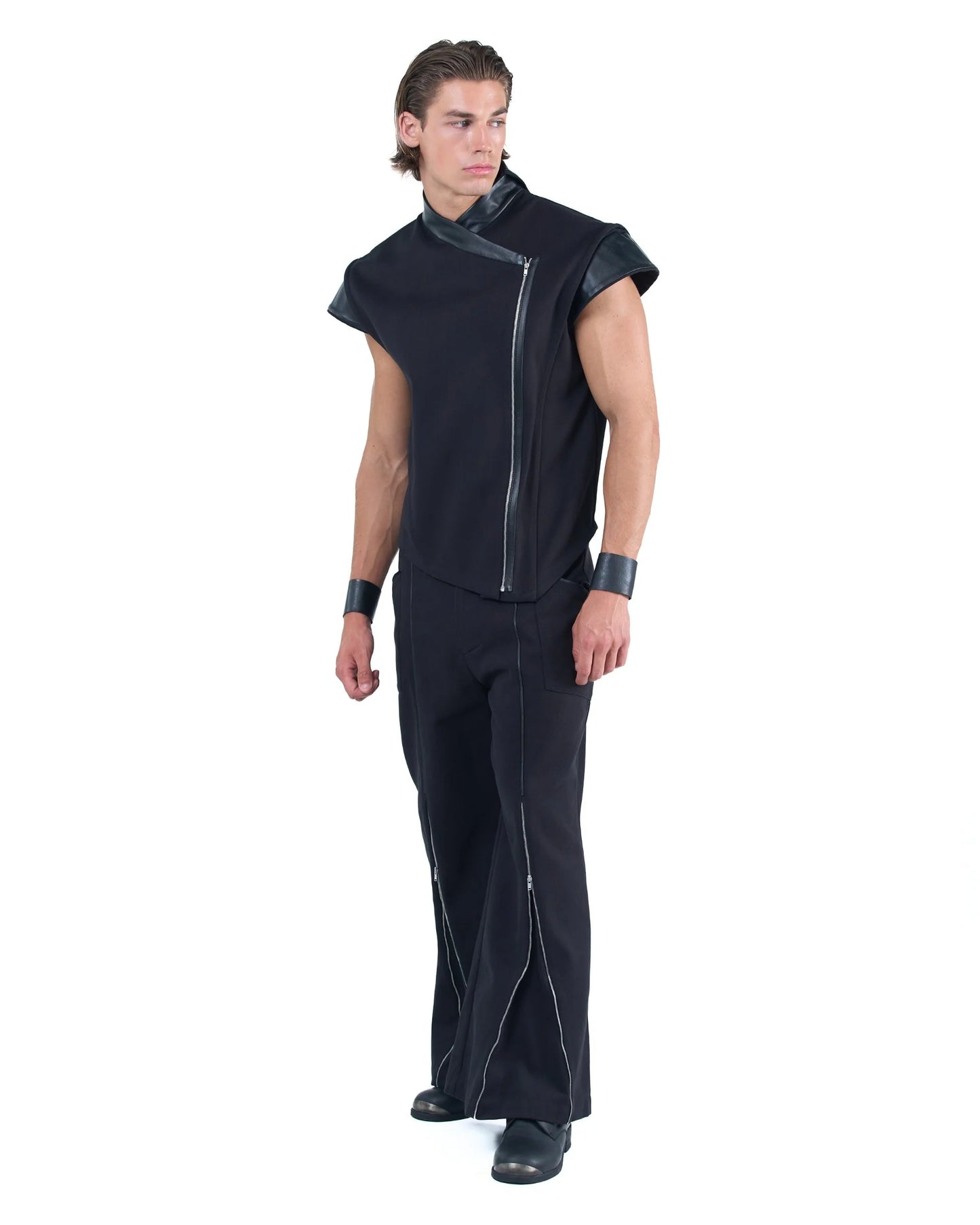 Asymmetric Zip Top Structured Shoulders