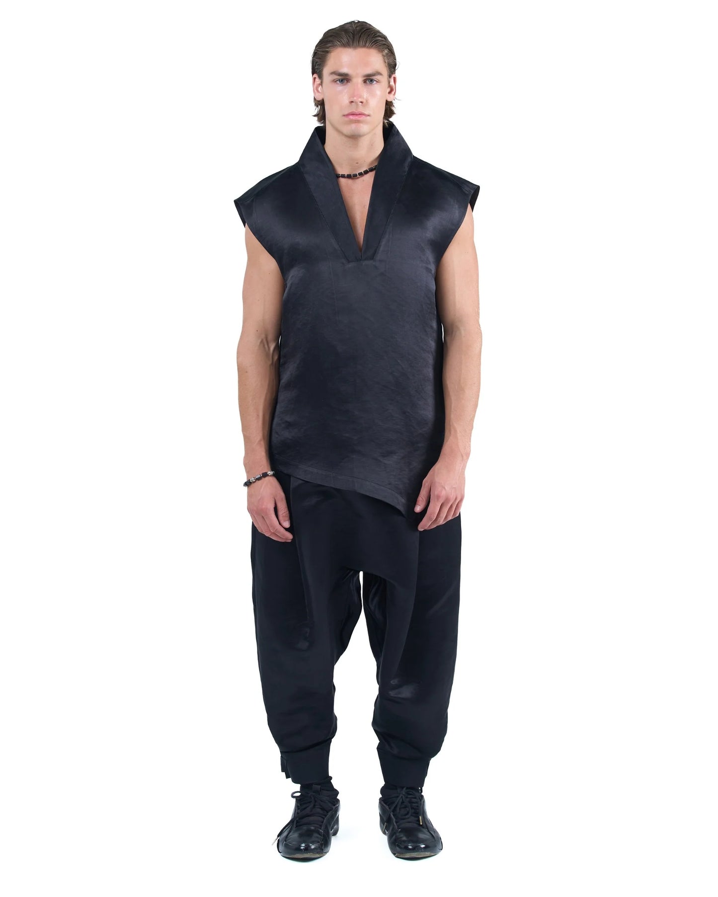 Sleeveless Deep V Top Black