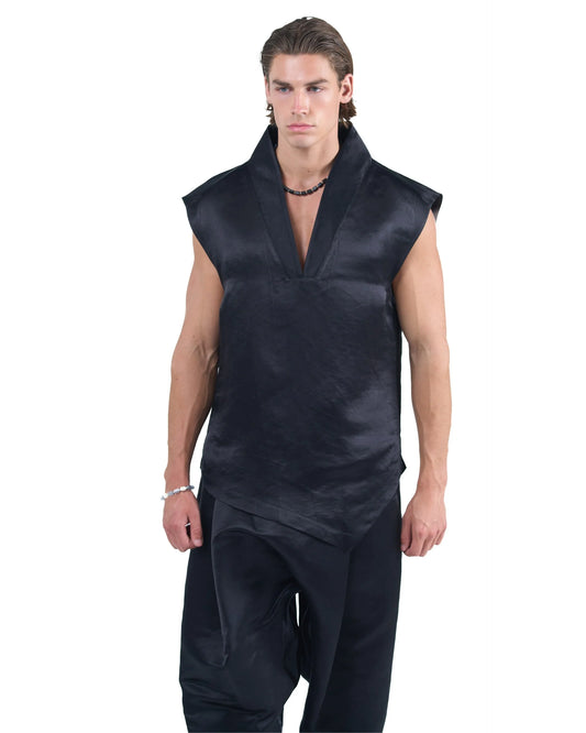Sleeveless Deep V Top Black