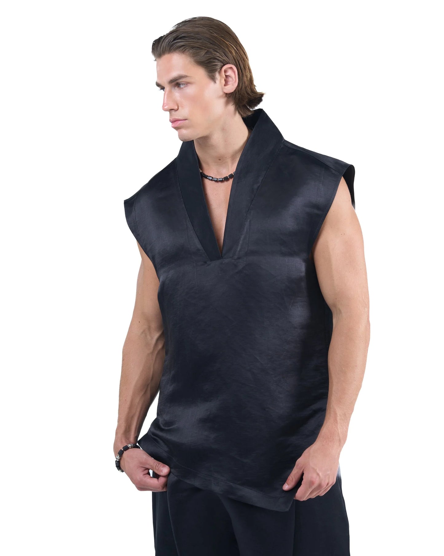 Sleeveless Deep V Top Black