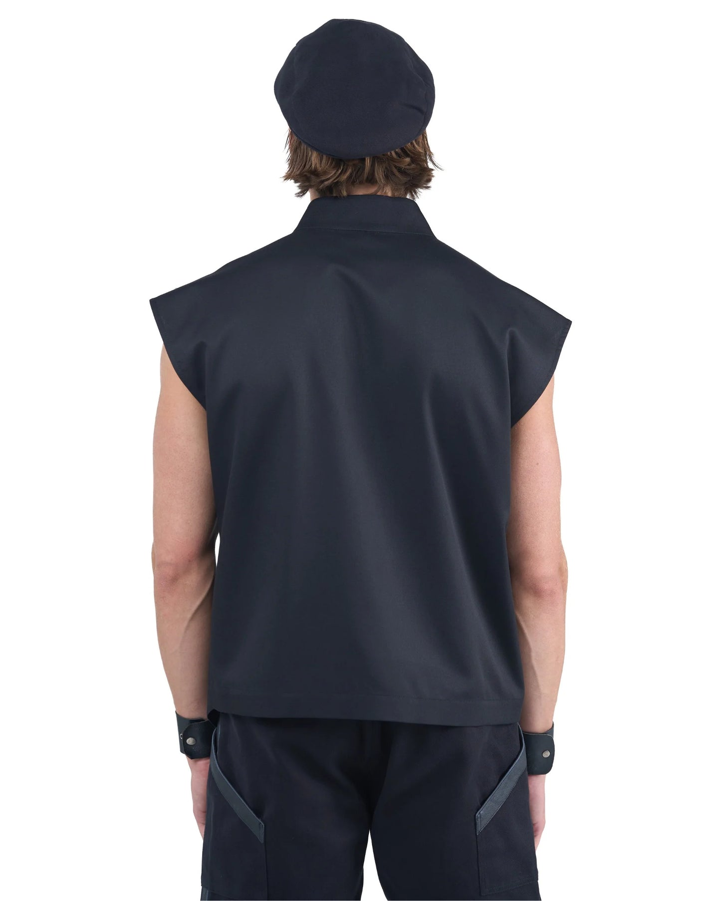 Sleeveless Zip Vest Minimal Tailored