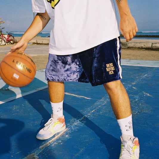 SILK VELVET TRACK SHORT BLUE