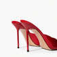 Red patent leather mules, stiletto heel and sole detail