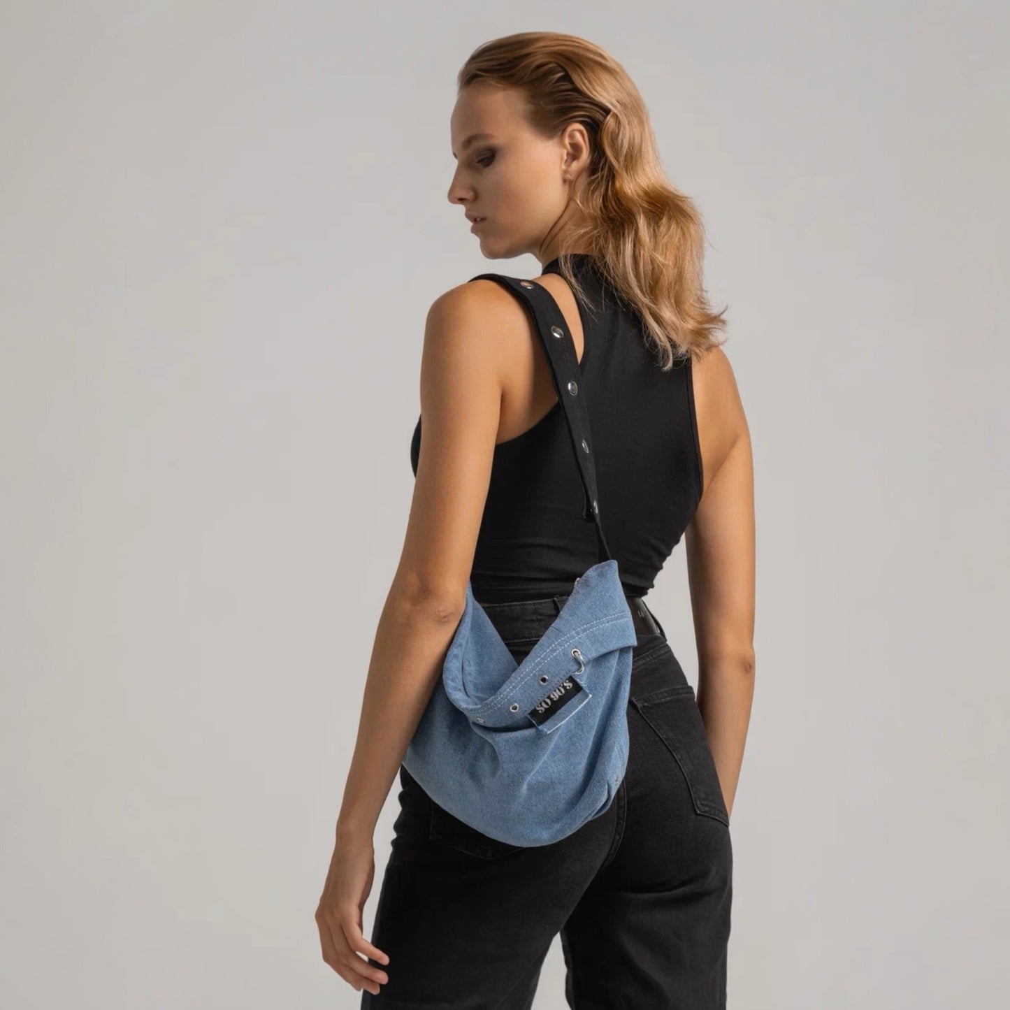 Upcycled denim sling bag