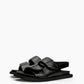 Pair of black leather comfort sandals with two padded adjustable straps