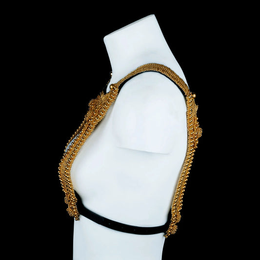 Artemisia mess top in gold w/leather belt