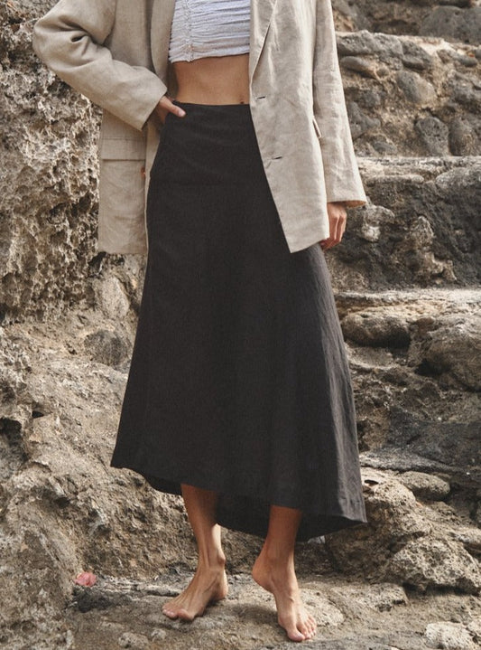 VALERY Asymmetrical Linen Skirt, 2 colors